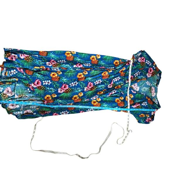 Island Batiks Hawaiian Pineapple Floral Wrap Dress Rayon M L Resort Style - Picture 6 of 8